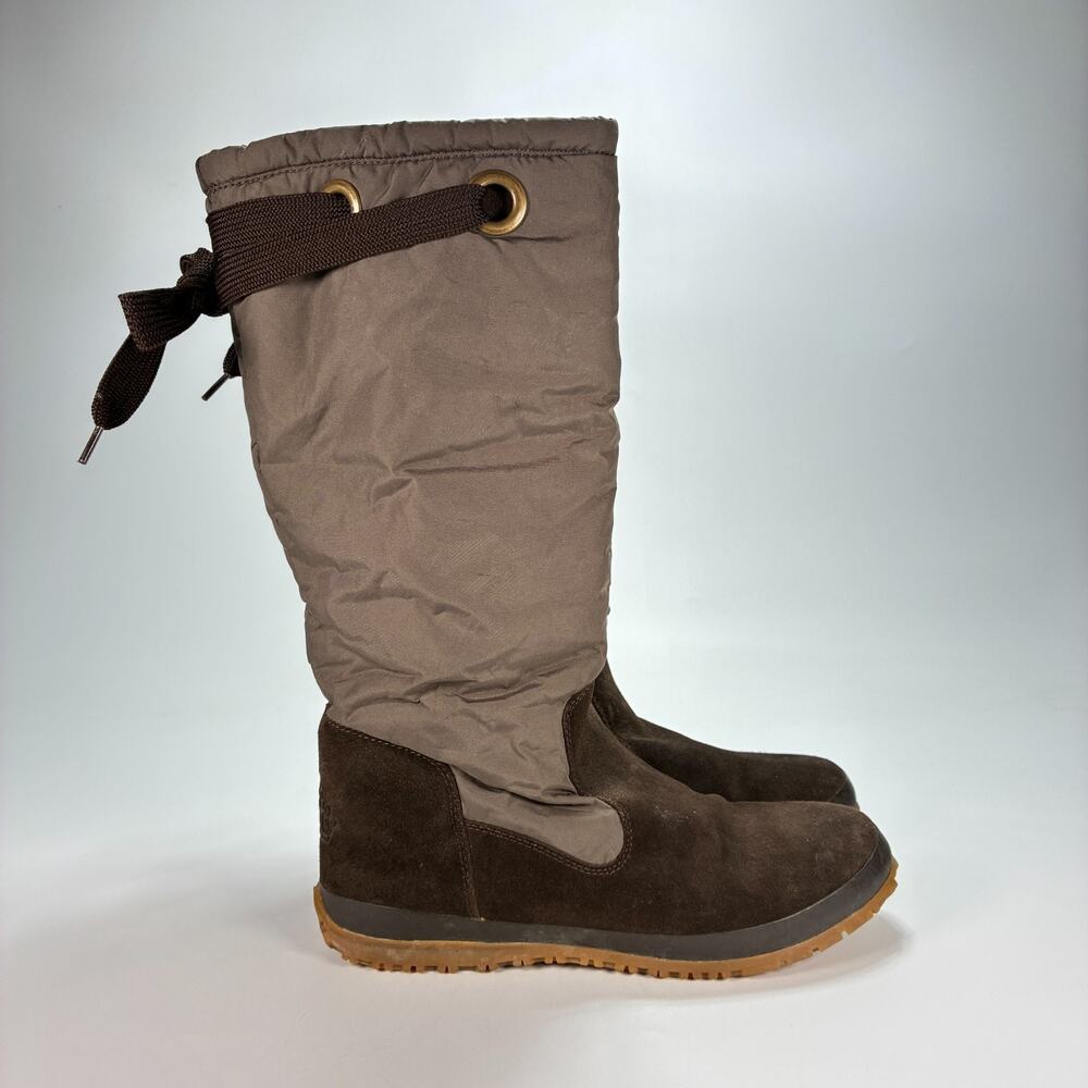 Fornarina Brown Nylon Suede Cold Weather Tall Winter Boots Women's US 8 EU 38